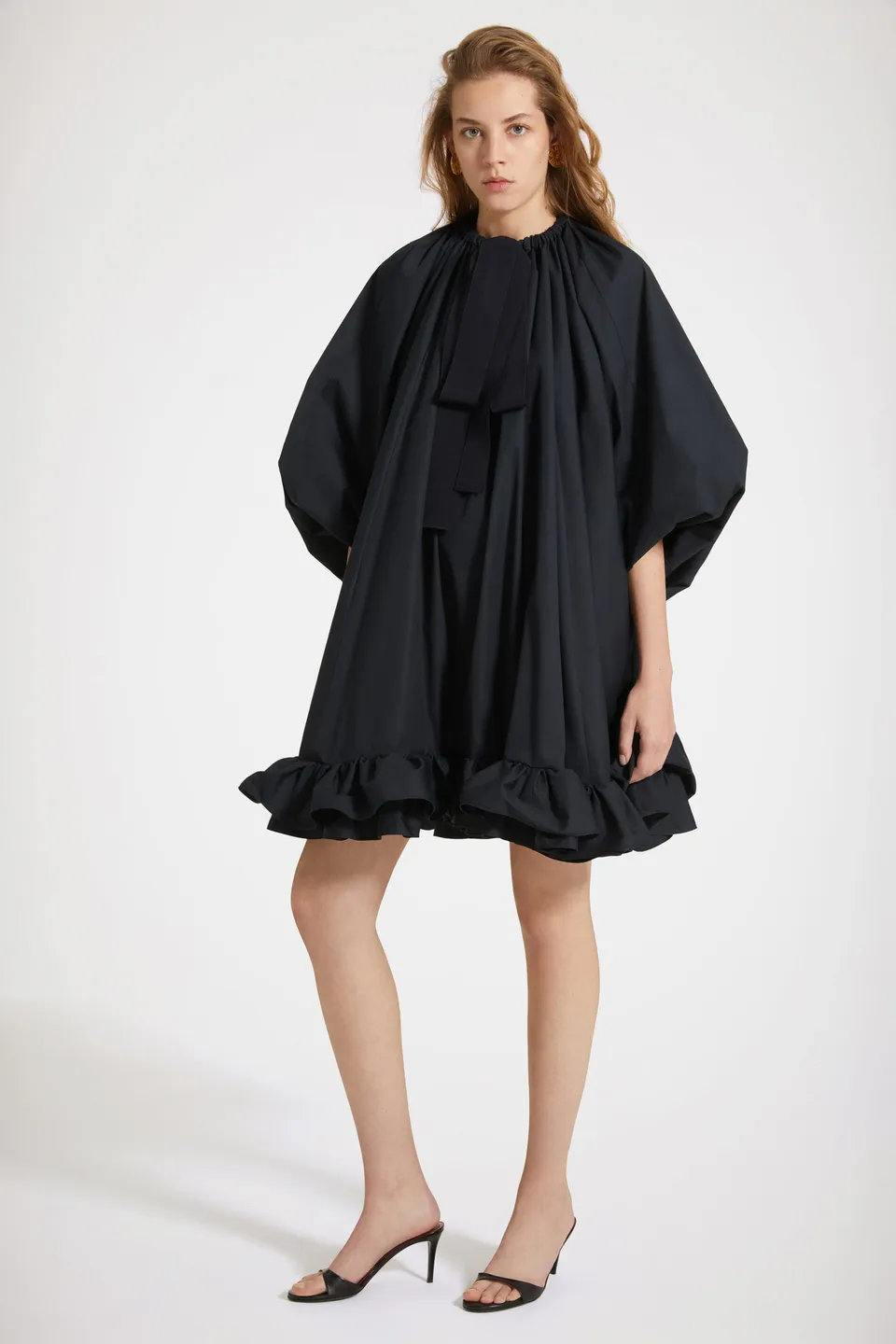 Patou DR108 robe coton bio noire Total Eclipse volants