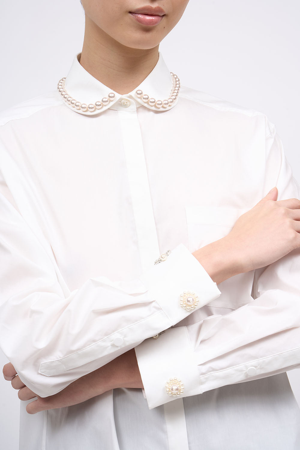 Paul & Joe Carla chemise popeline blanche perles et strass