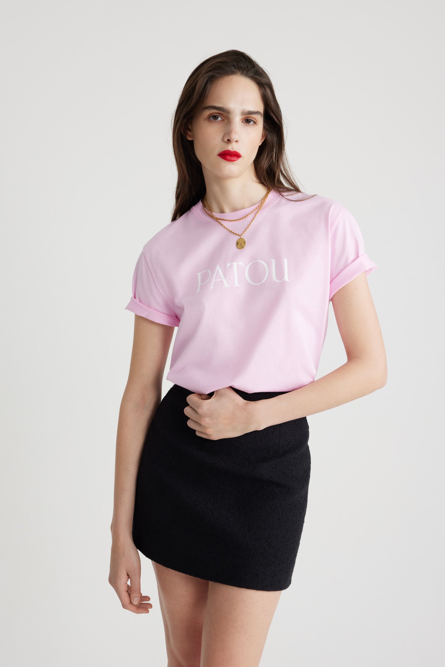 Patou H24JE0299999425P t-shirt rose coton bio