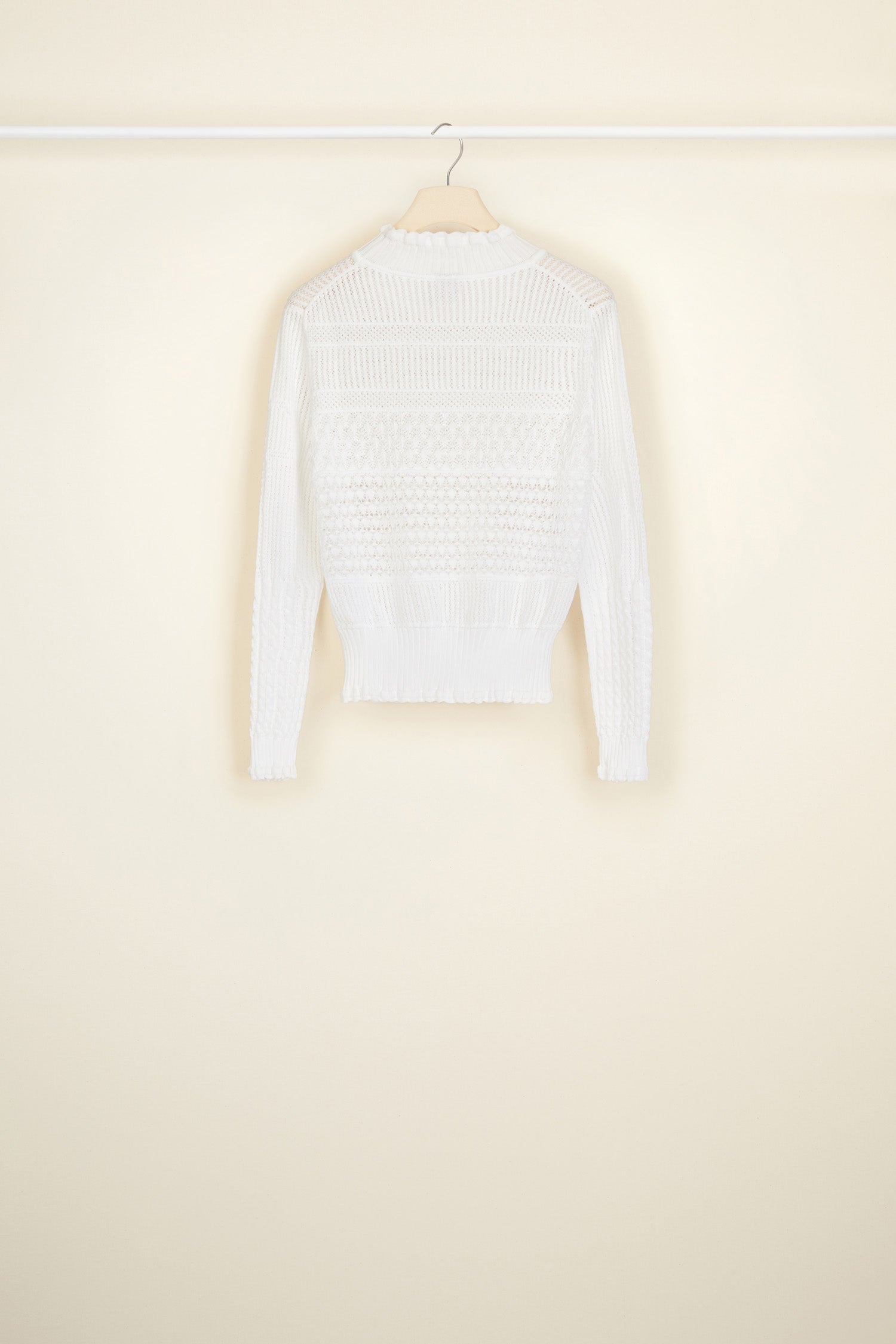 Patou KN040 P21KN0408031001W pull crochet coton bio blanc XS-XL