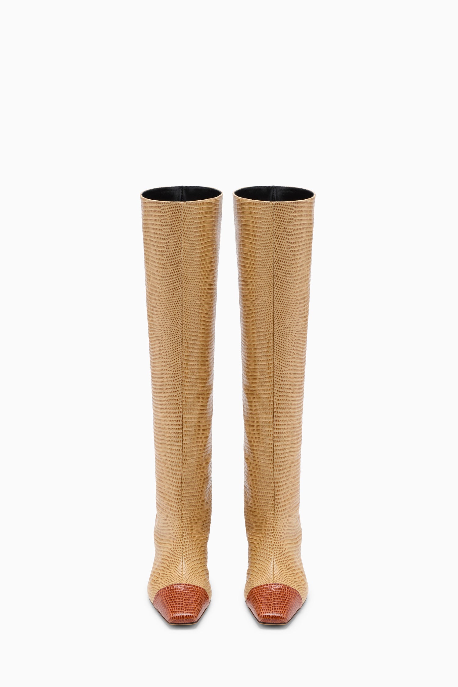Ulla Johnson Carlyle Botte haute cuir Bisque talon 60mm