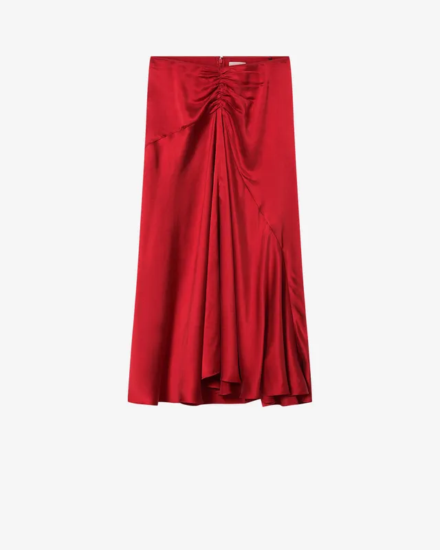 Isabel Marant Laren jupe midi soie rouge