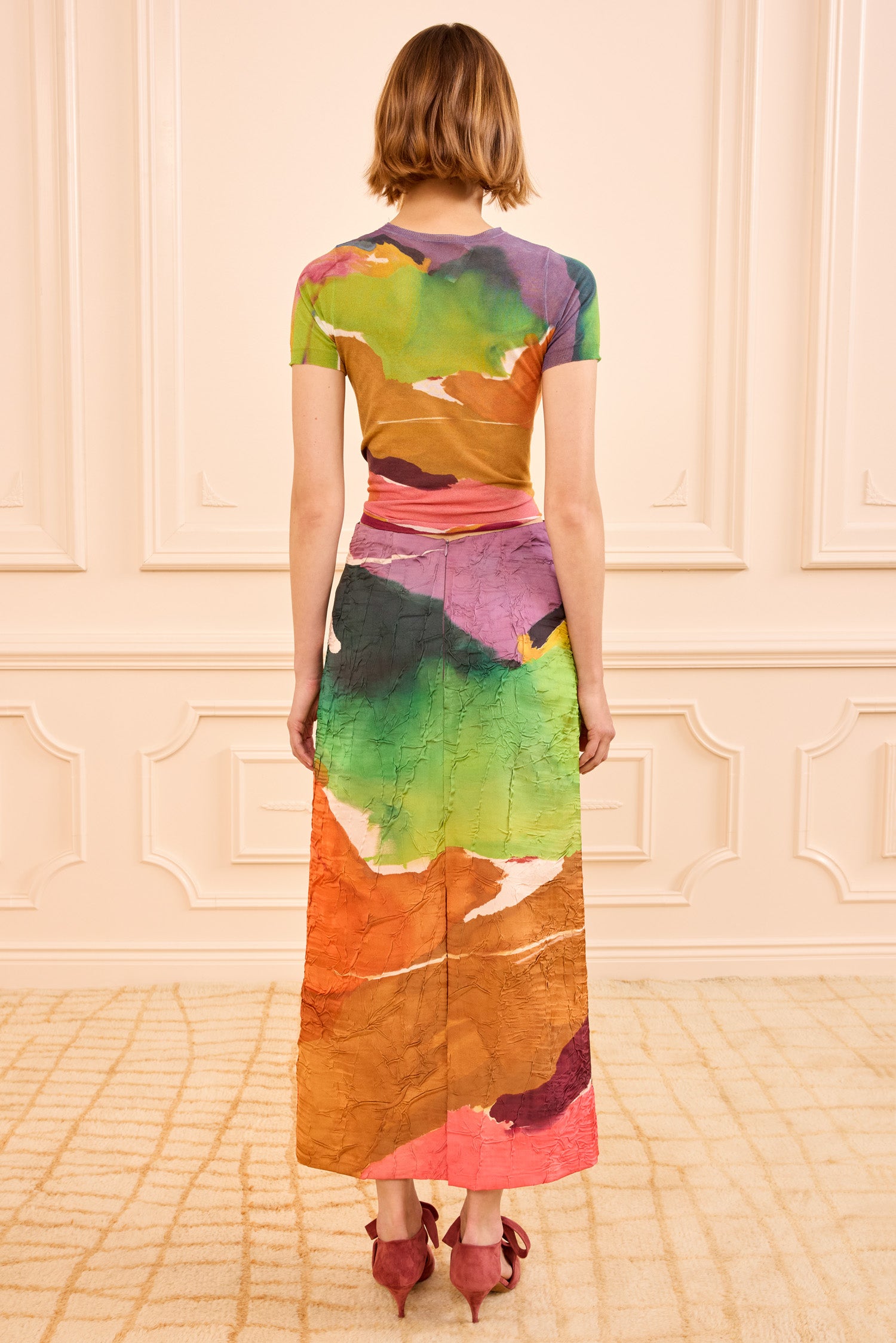 Ulla Johnson Inez jupe crayon midi satin imprimé