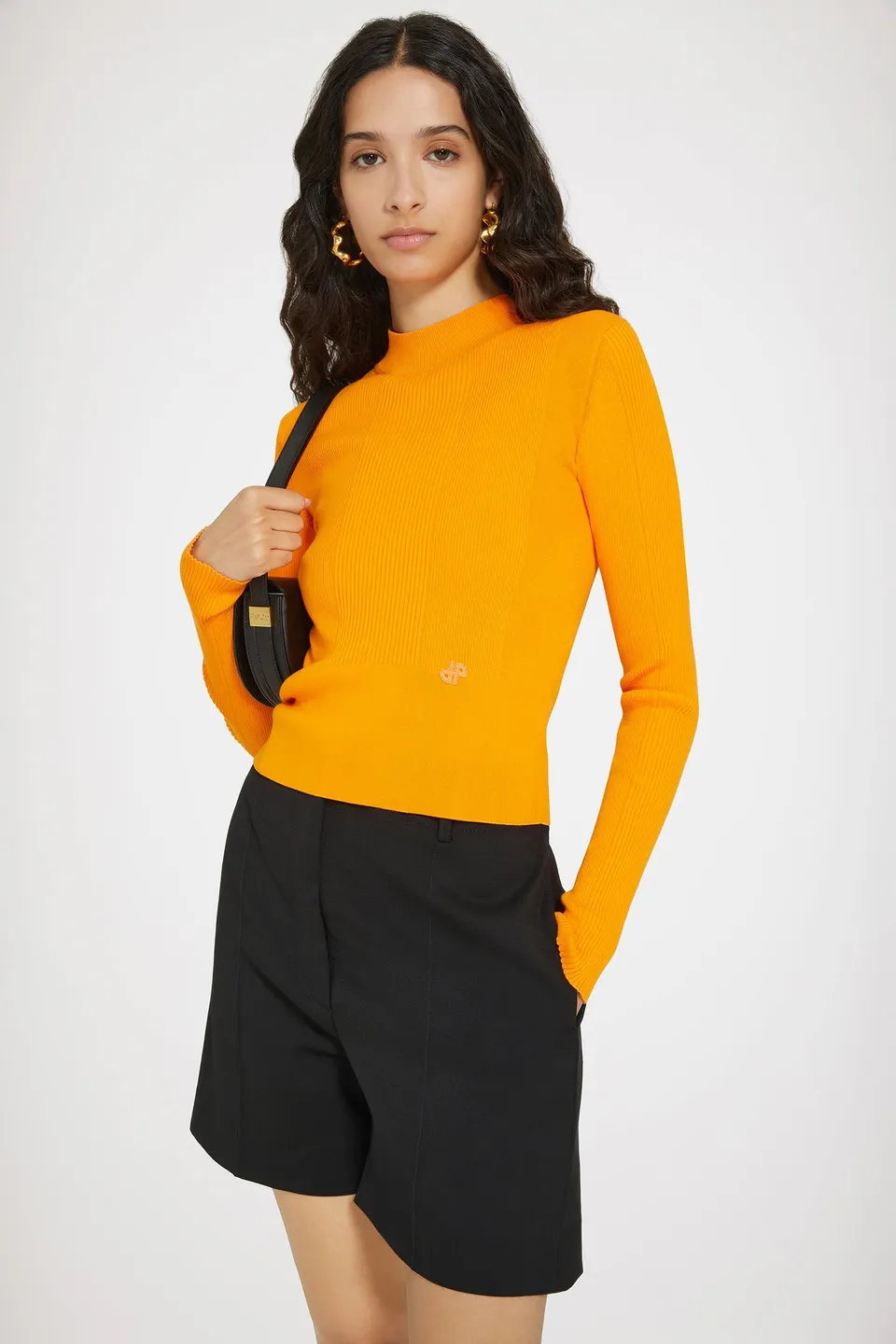 Patou pull côtelé coton premium orange vif