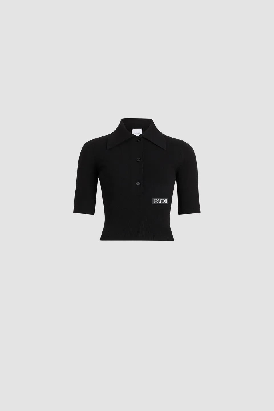 Patou polo KN305 laine cachemire noir ajusté