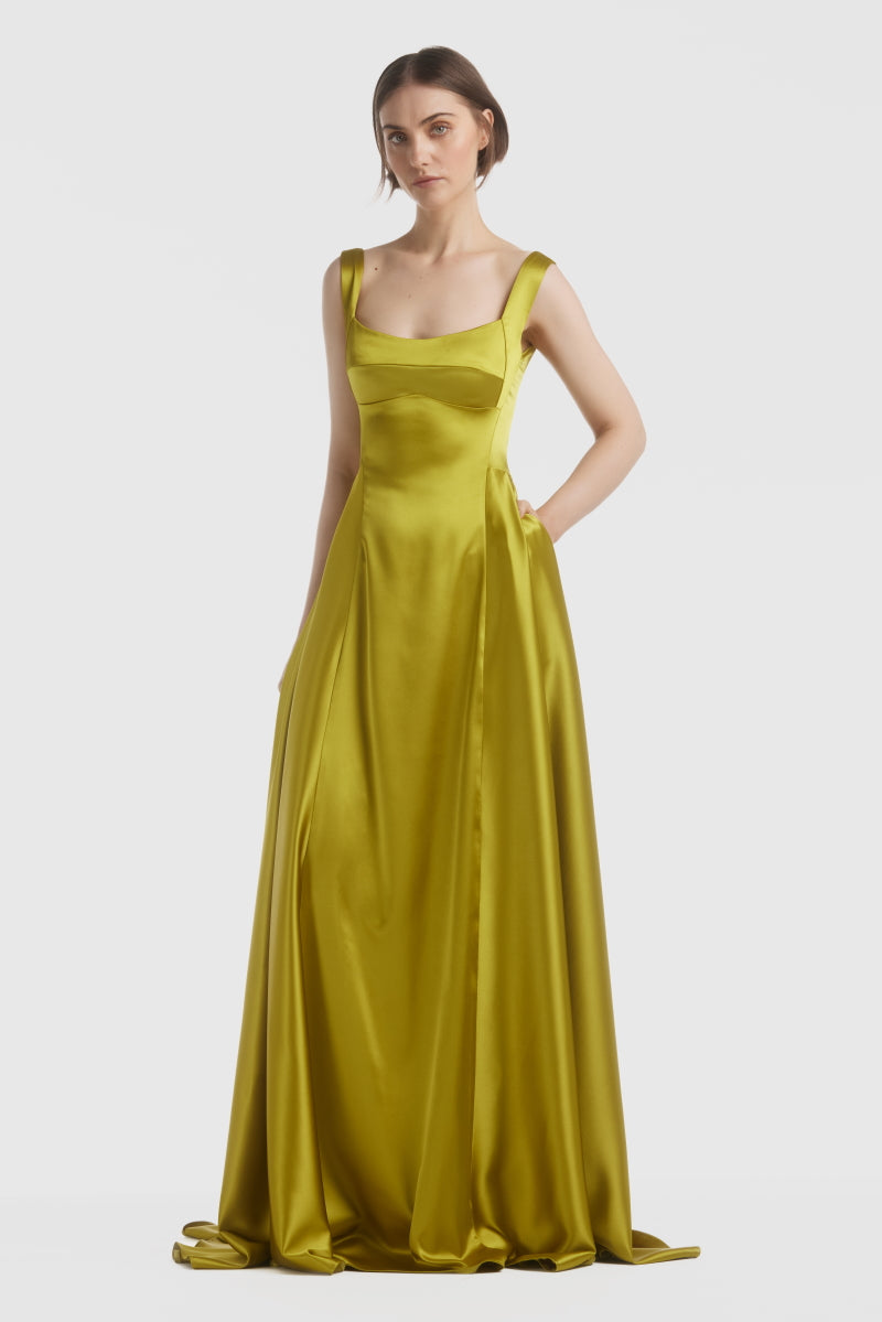 ATU Body Couture Pistachio robe longue satinée corset vert