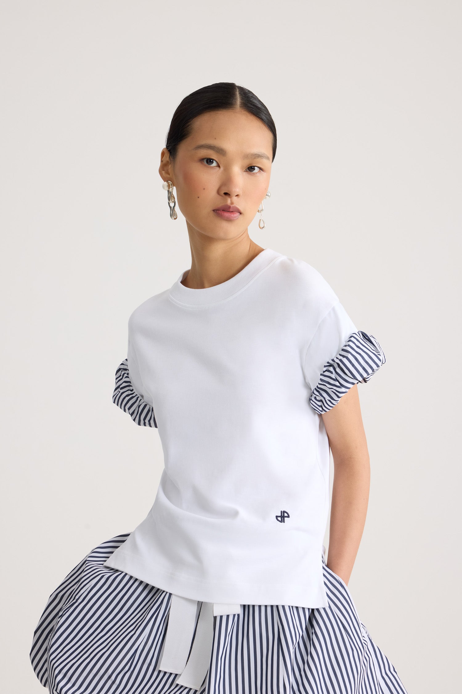 Patou JE225 t-shirt blanc coton bio manches faille