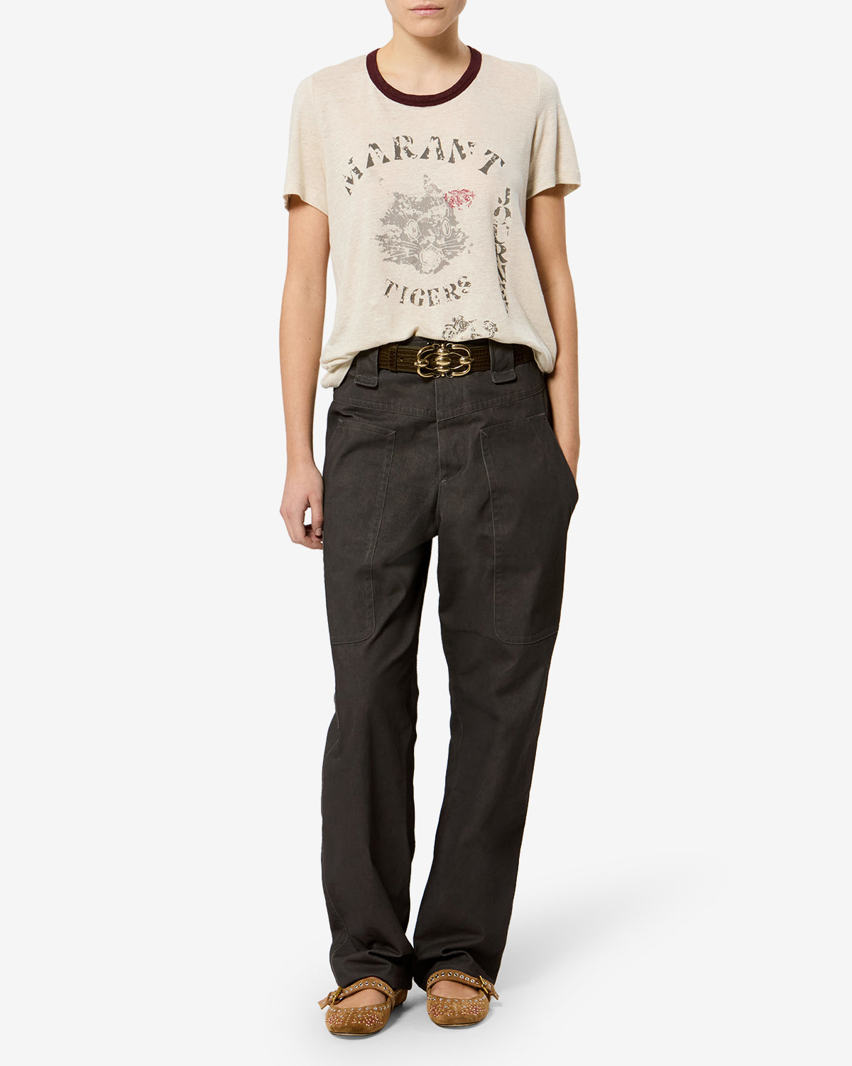 Isabel Marant Kiliann TS0016FA t-shirt beige clair lin