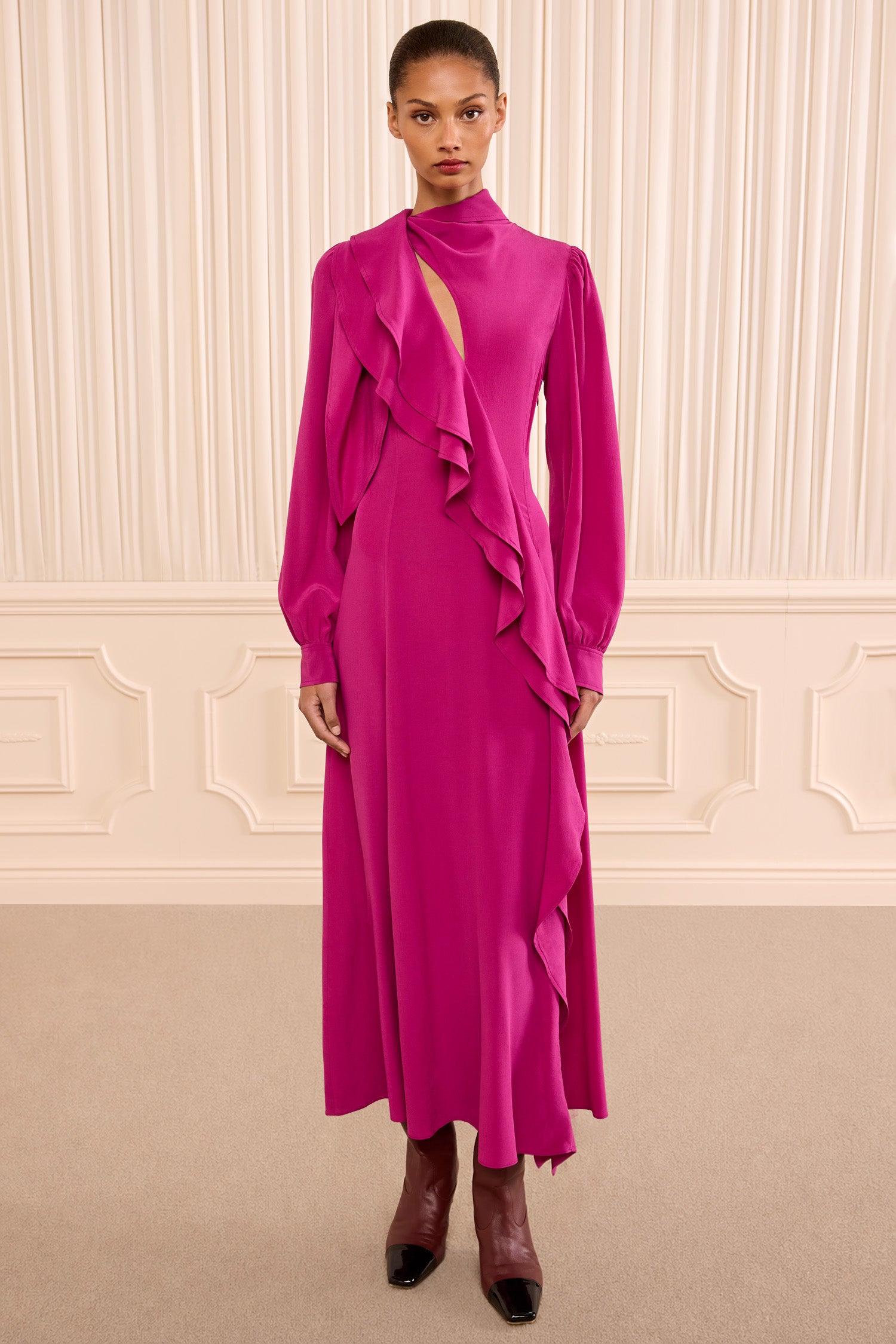 Ulla Johnson Sabrina robe midi Orchid soie manches longues