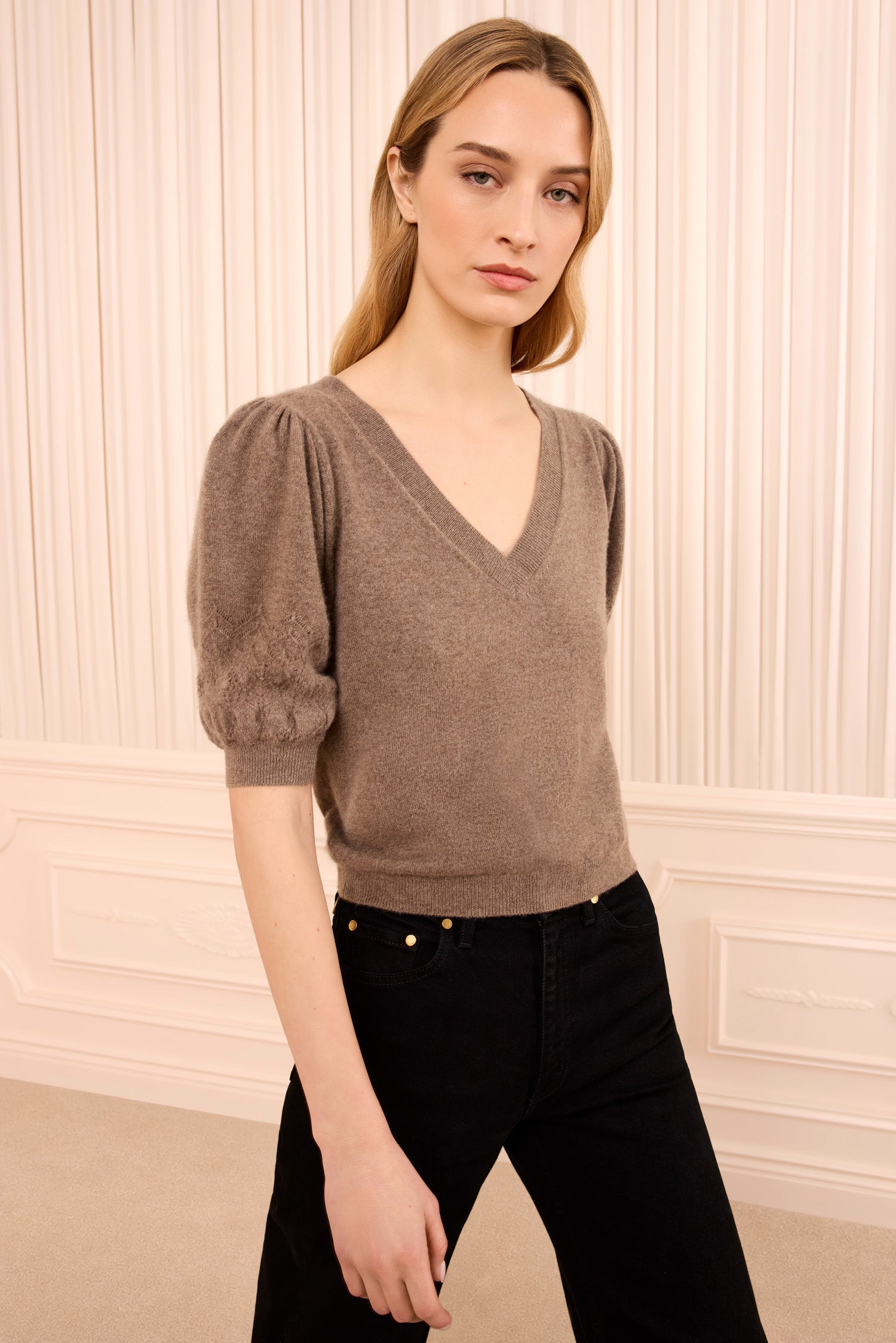 Ulla Johnson Reina Top Cachemire Driftwood Gris Col V