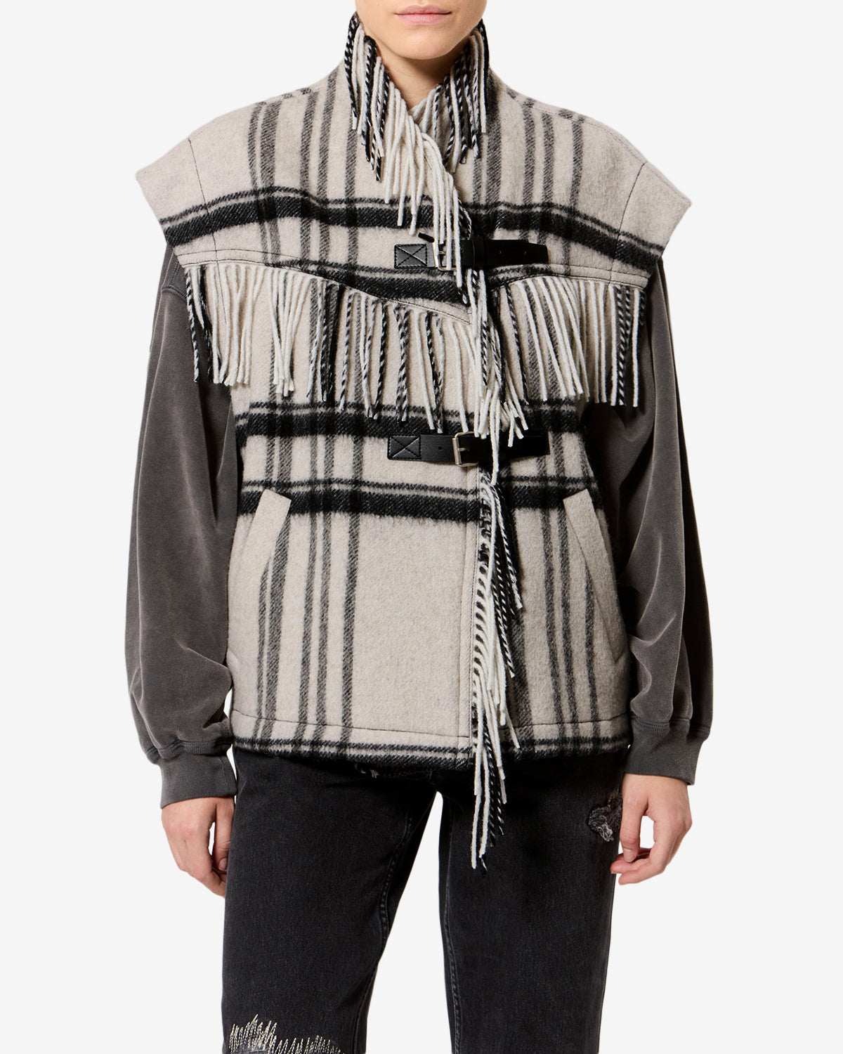 Isabel Marant Ginesa GI0099FA gilet laine écru noir