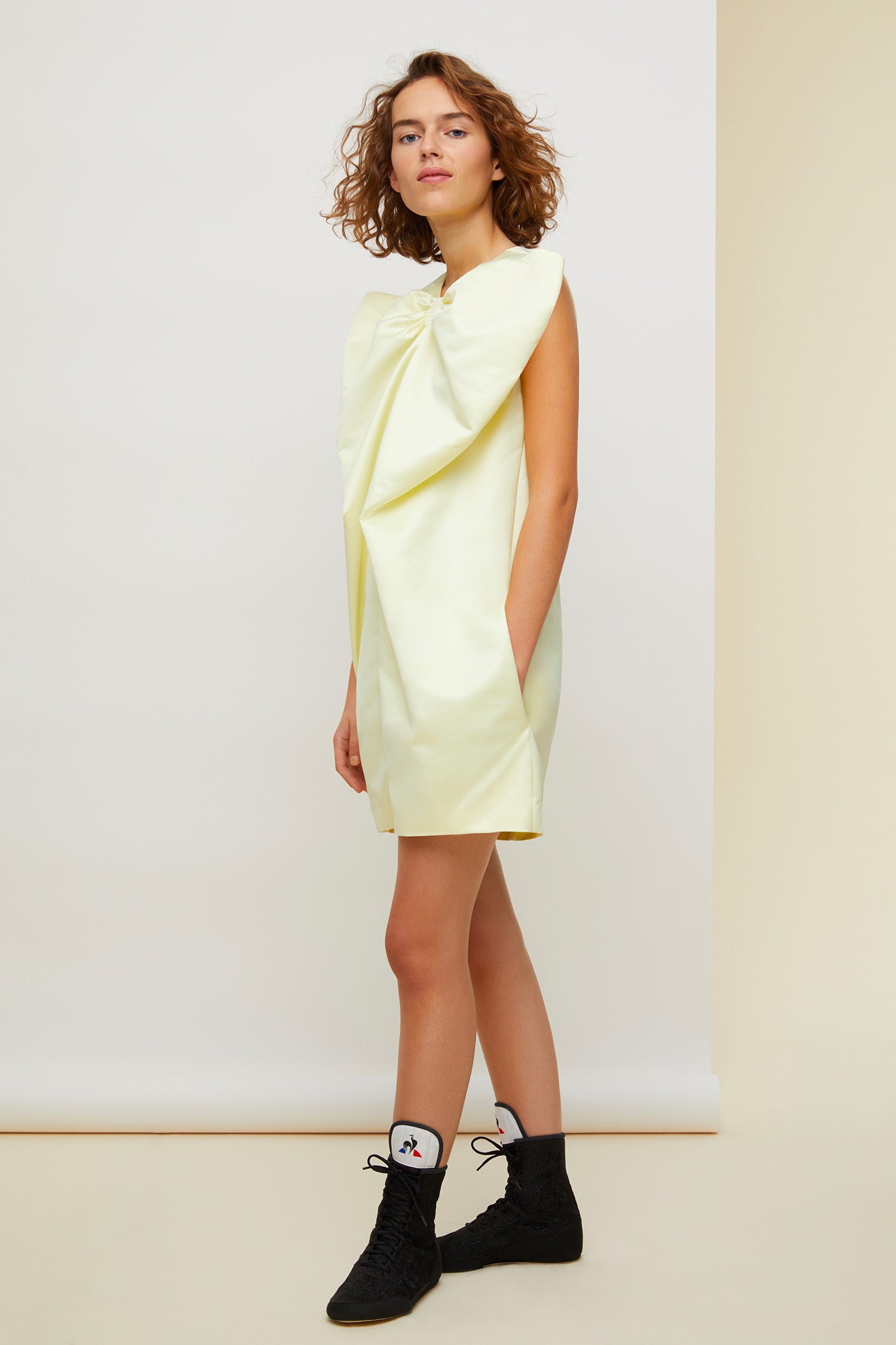Patou Dresses H20DR0250010202Y robe jaune noeud satin