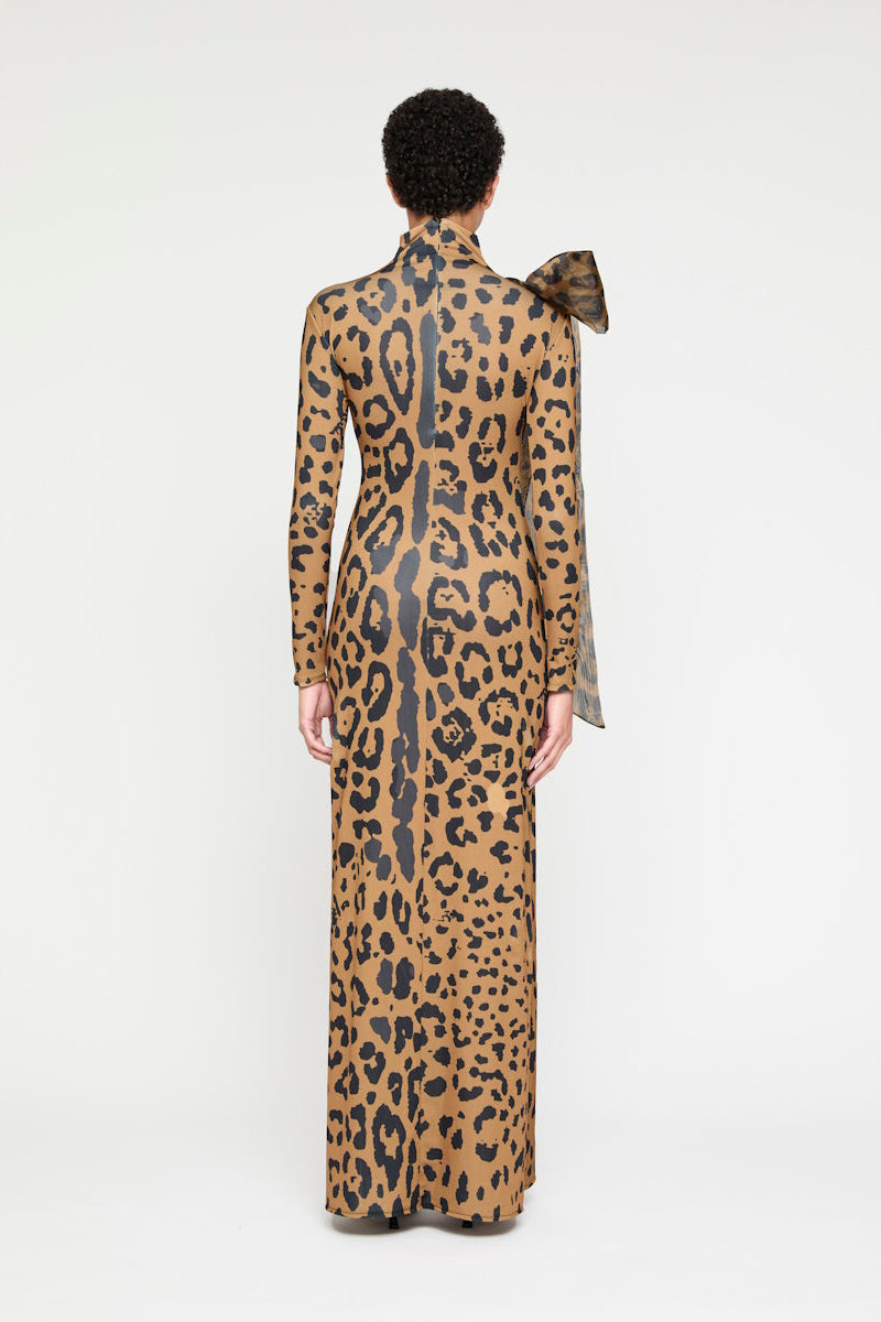 ATU Body Couture robe midi léopard noeud organza S