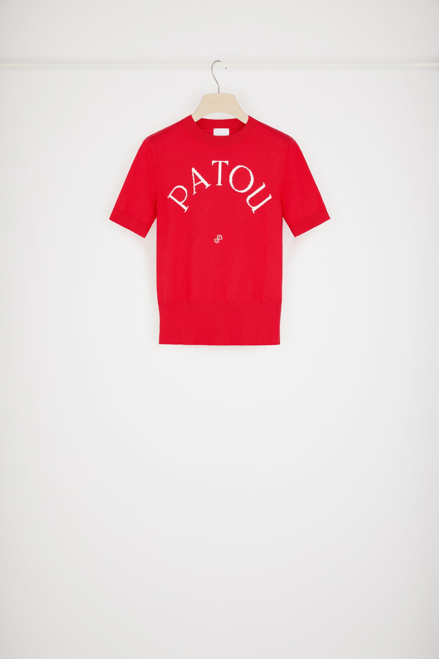 Patou top jacquard coton bio logo rouge Racing Red