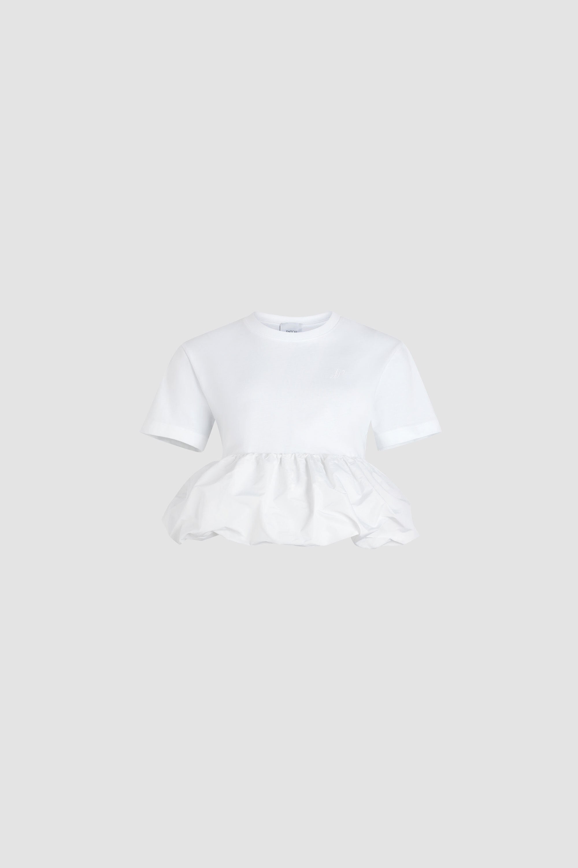 Patou JE151 t-shirt coton bio blanc ourlet volant faille