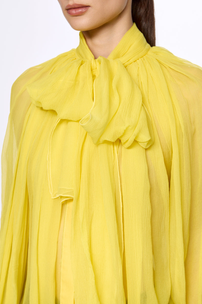 ATU Body Couture Lemon Silk Chiffon Shirt chemise citron