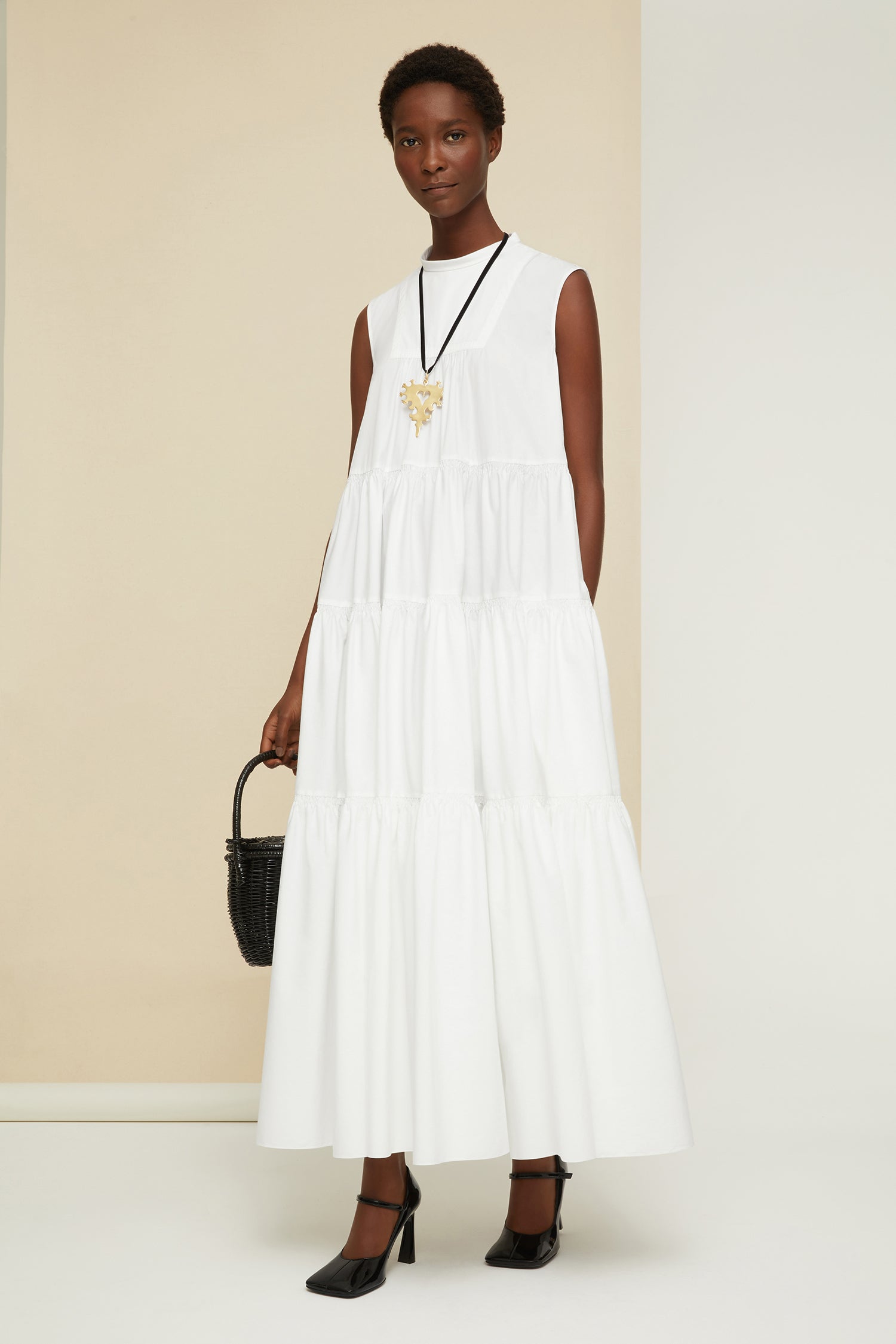Patou DR066 robe maxi blanche coton bio à volants poches