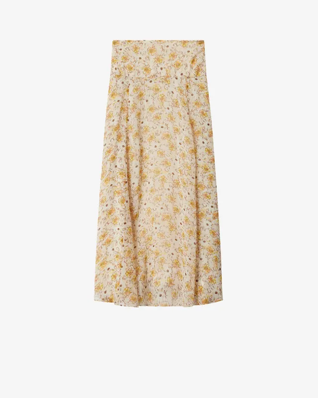 Isabel Marant Fran JU0540FA jupe longue jaune-écru imprimée