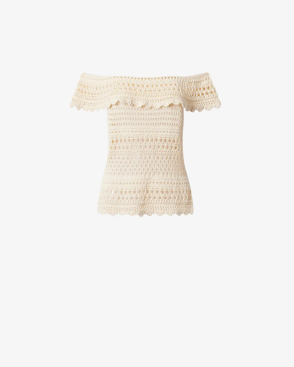 Isabel Marant Zaelle pull écru crochet coton lin