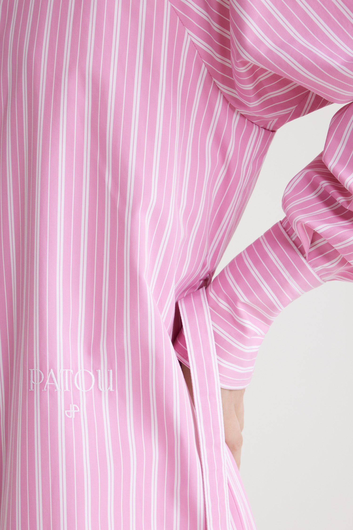 Patou H24DR153 robe chemise coton rose rayures