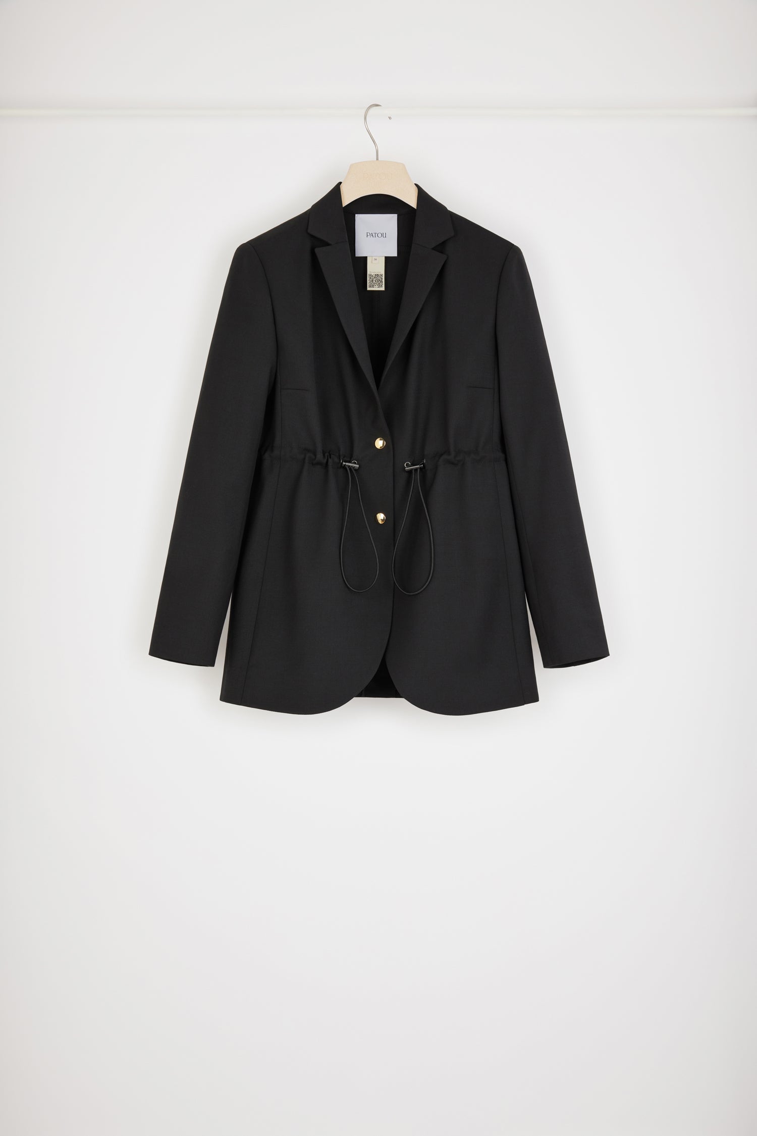Patou JA026 veste laine vierge noire à cordon