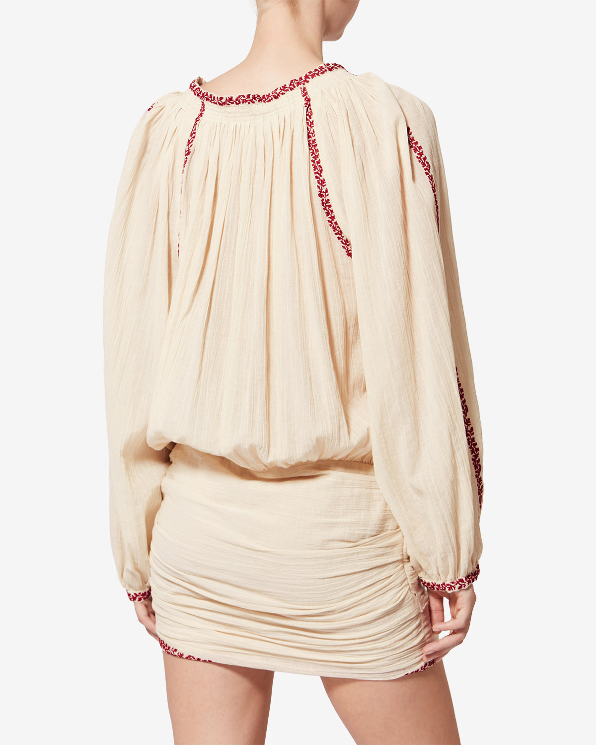 Isabel Marant Robes Ludy robe beige-rouge gaze coton
