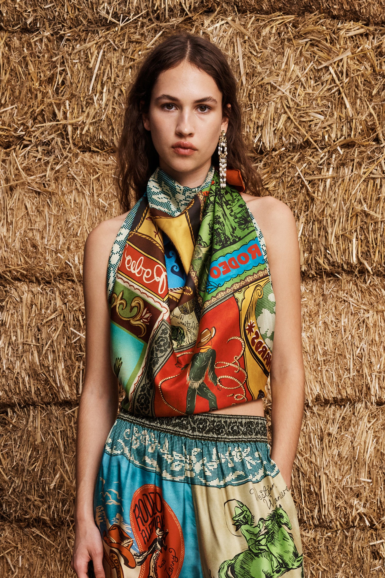 Alemais Ace Silk Scarf foulard carré soie imprimé unique