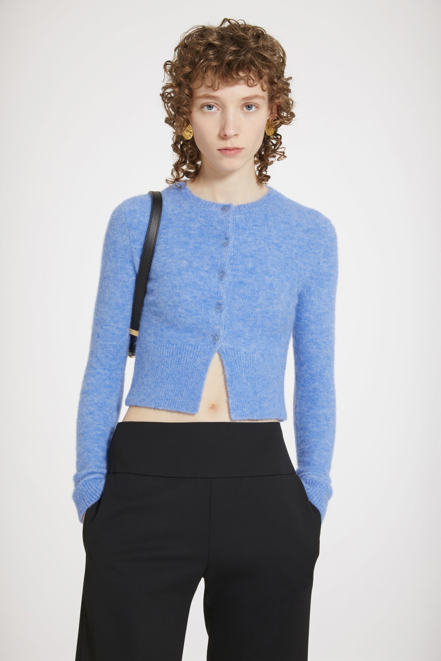 Patou Knitwear cardigan cropped H23KN1488065632B Alaska Blue alpaga