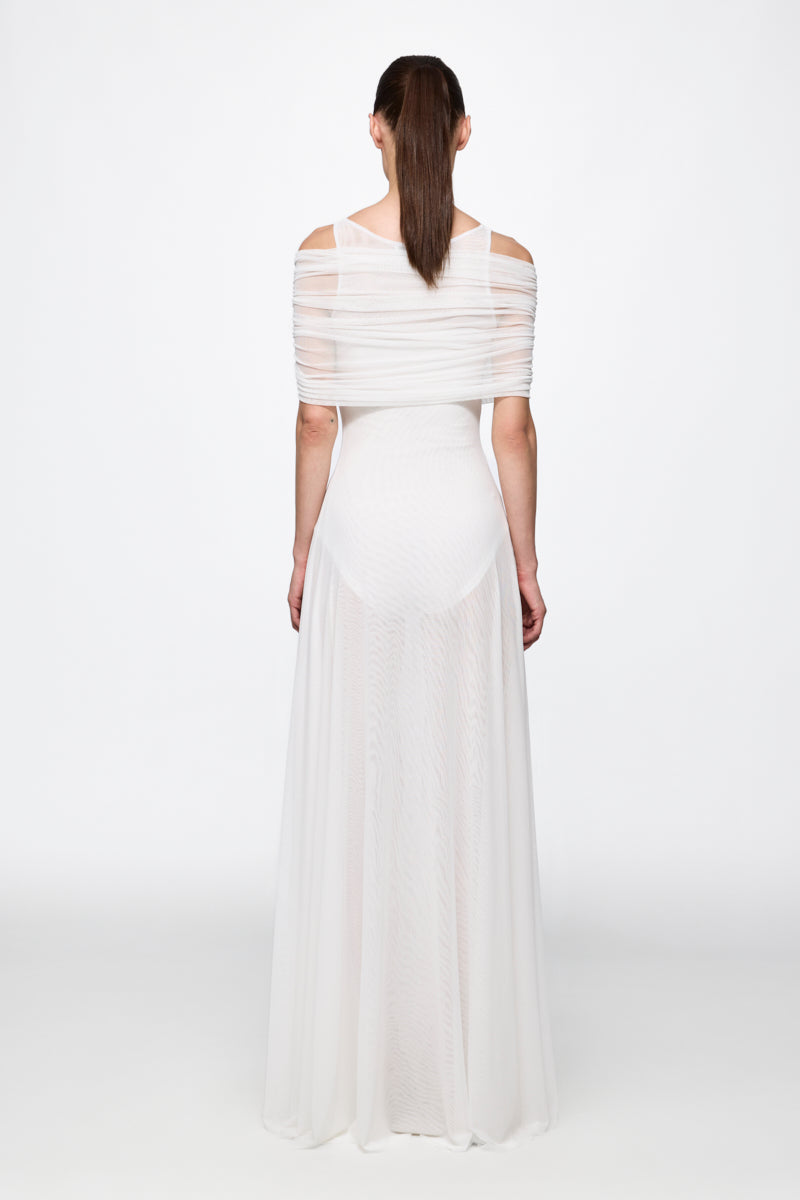 ATU Body Couture robe maxi blanche mesh boléro