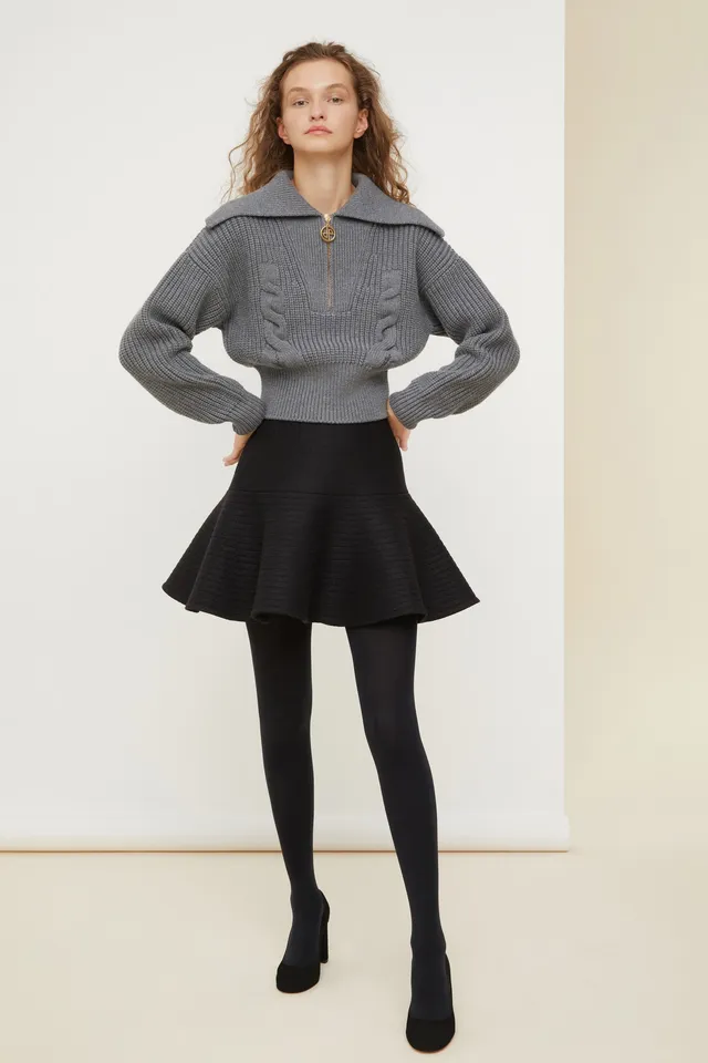 Patou H21KN039 pull laine col marin Gris Clair