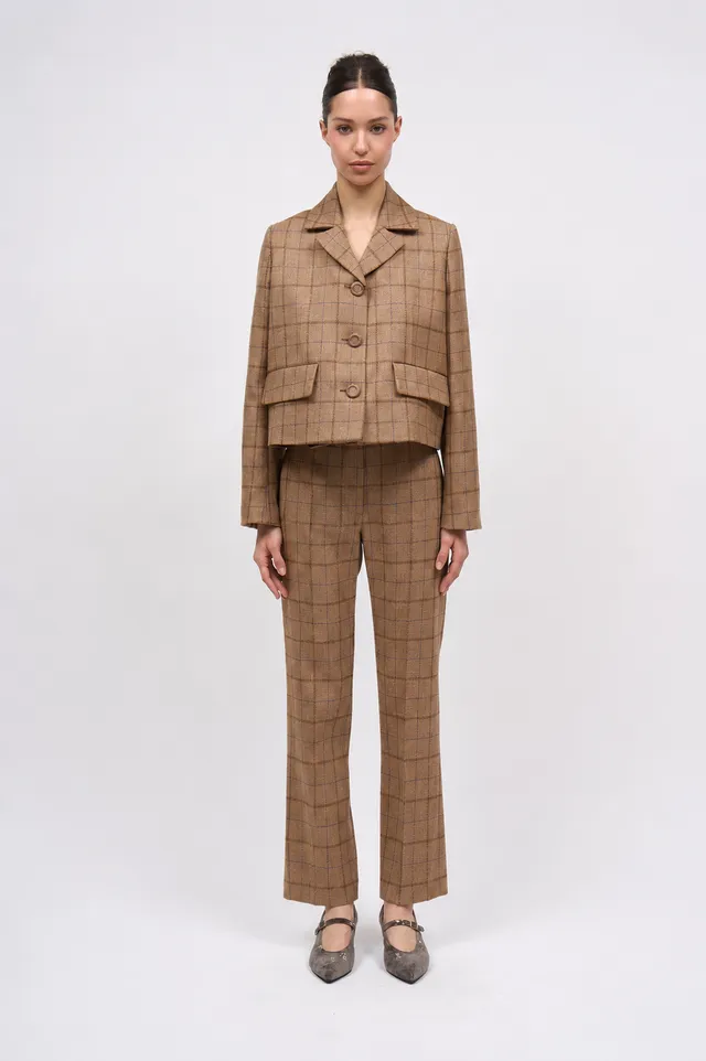 Paul & Joe Tailoring Pantalon fuselé tweed Bogart Camel