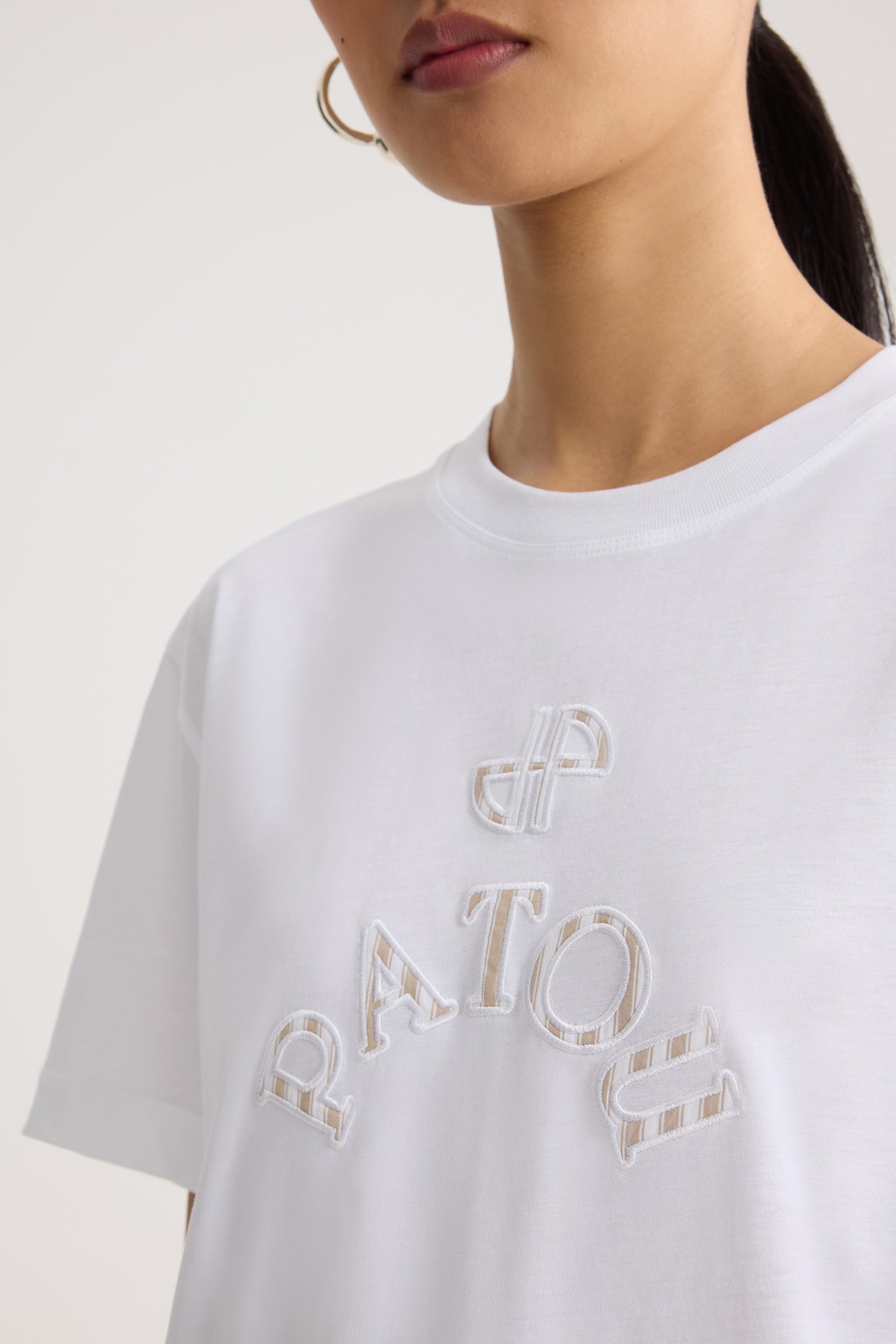 Patou JE217 t-shirt blanc coton bio broderie JP