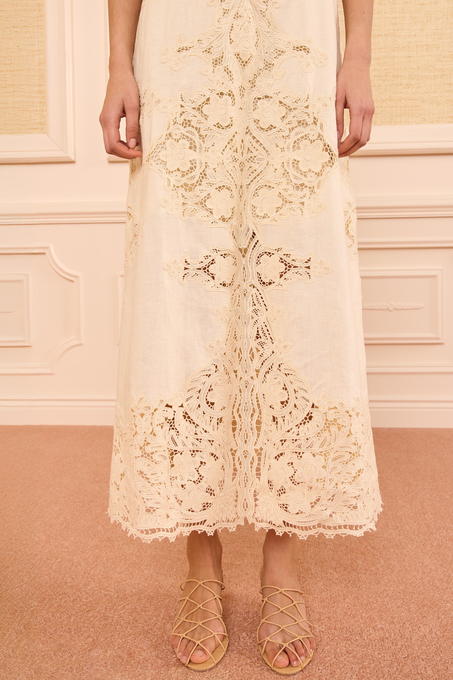 Ulla Johnson Coralite PF260100 robe ivoire lin maxi