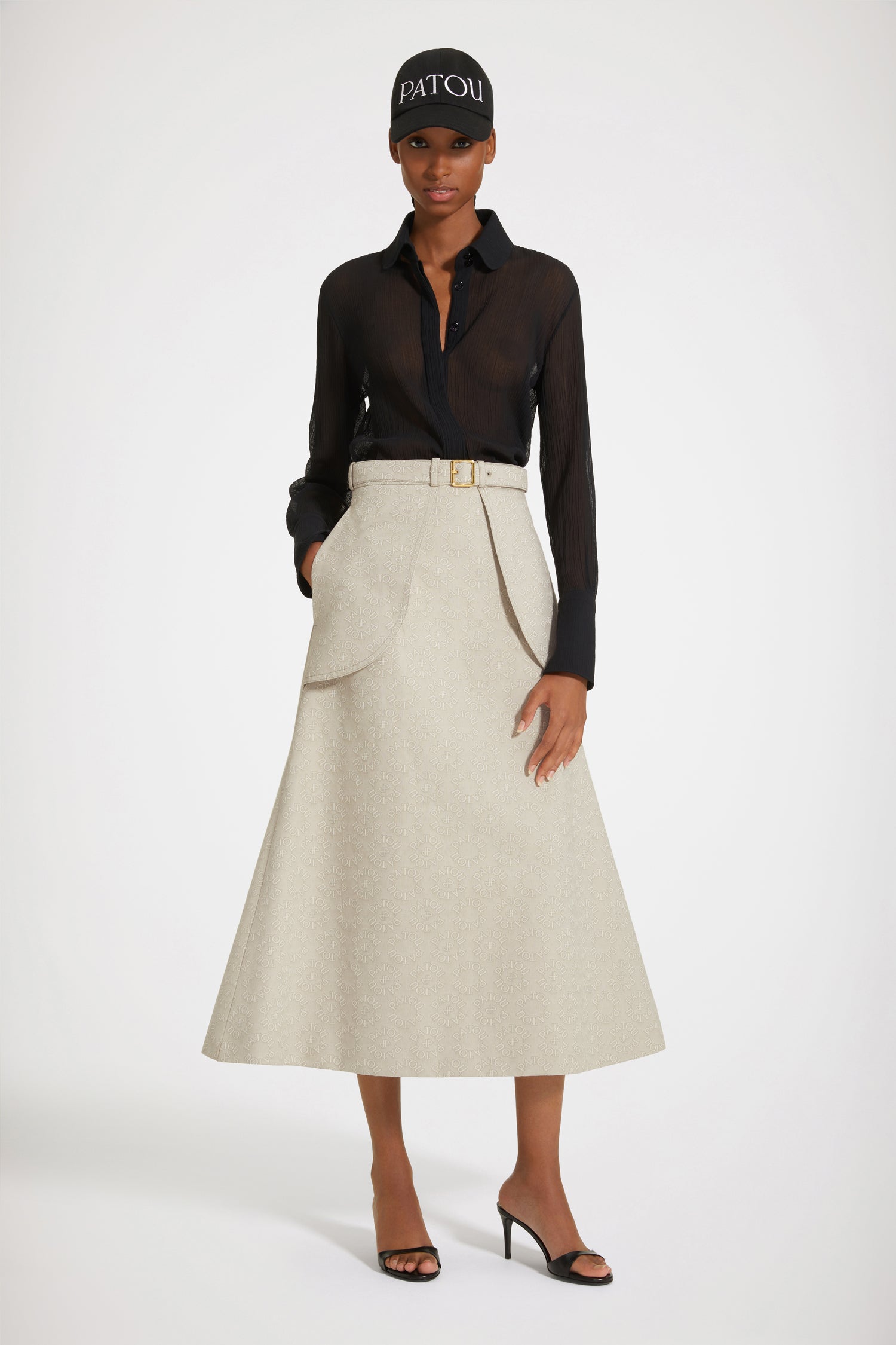 Patou P23SK03501335100 jupe midi jacquard medallion