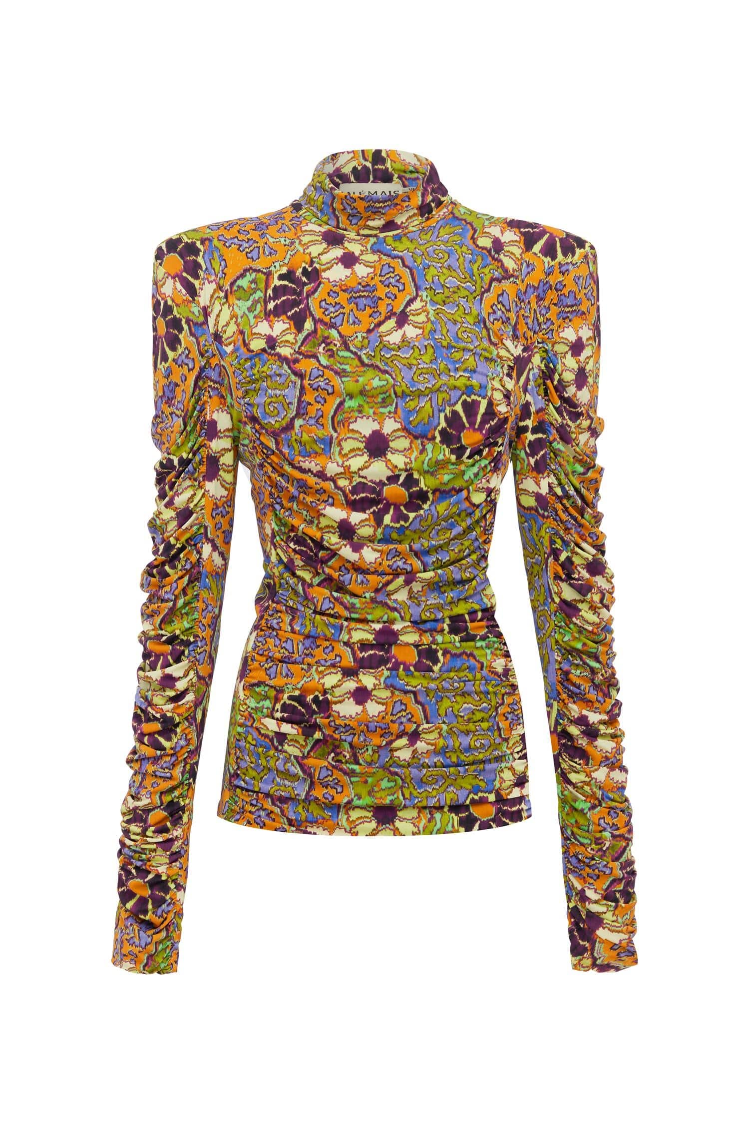 Alemais Joanna Ruched Top top floral viscose recyclée