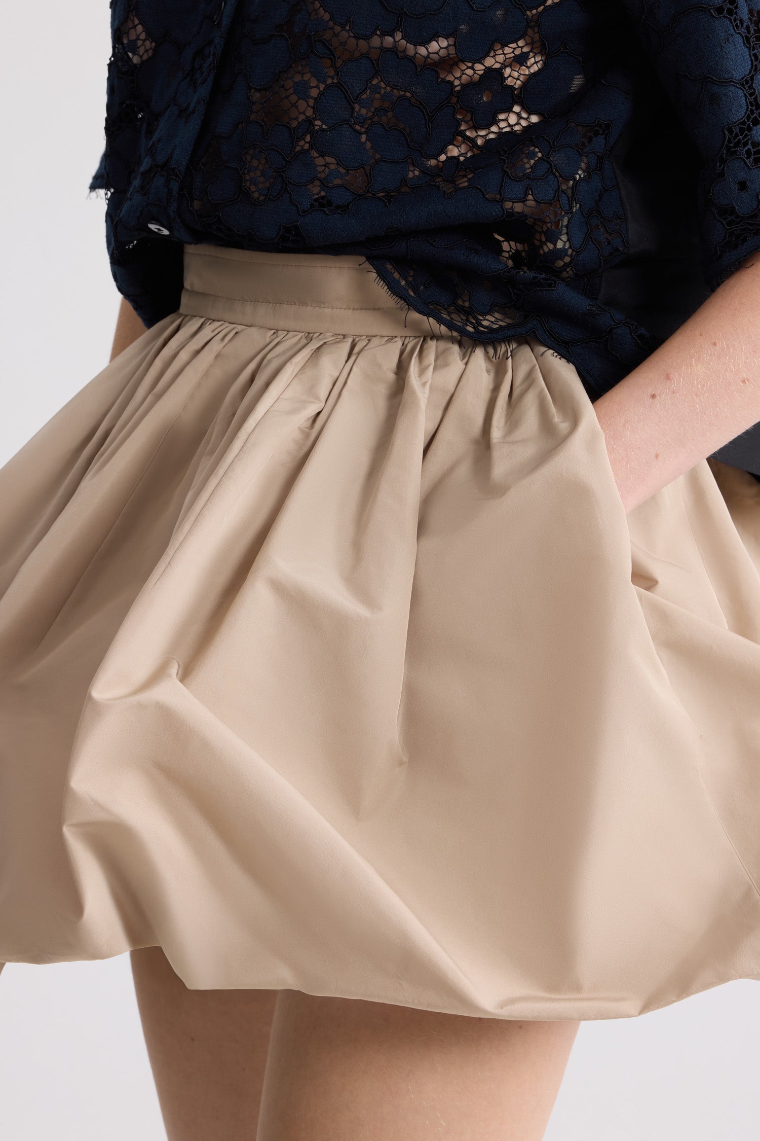 Patou SK098 mini jupe bloomer Dune faille recyclée