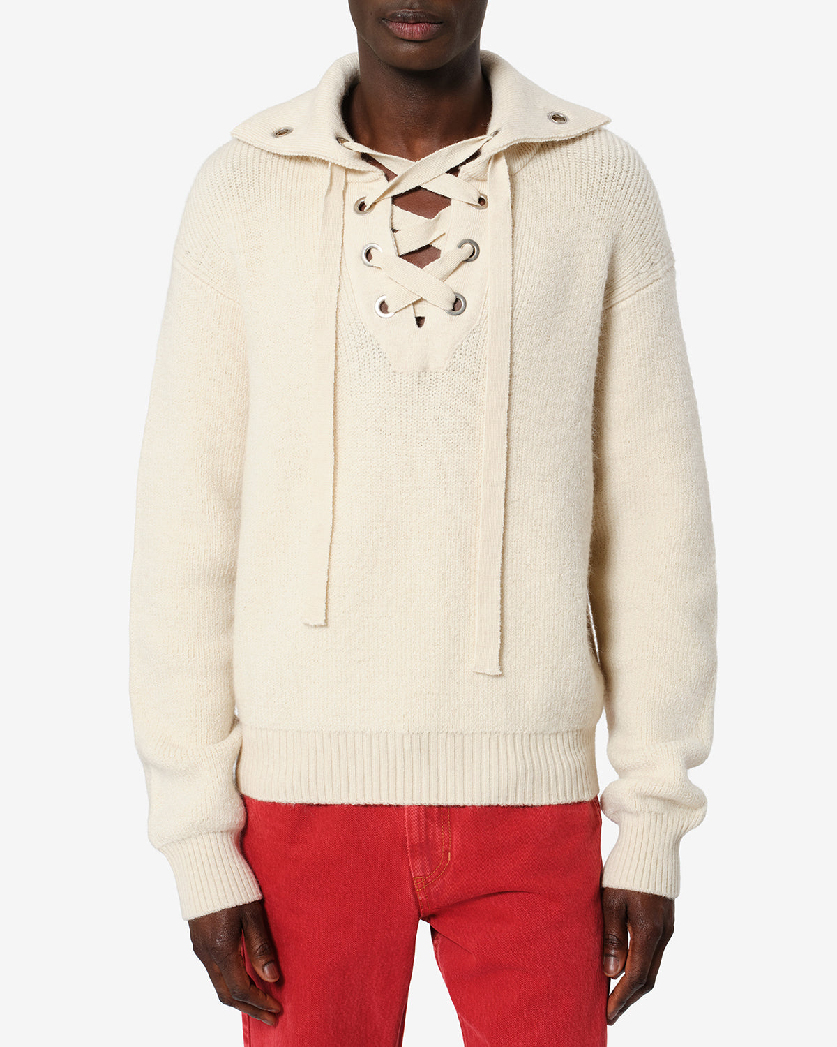 Isabel Marant Ydali pull laine écru oversize laçage