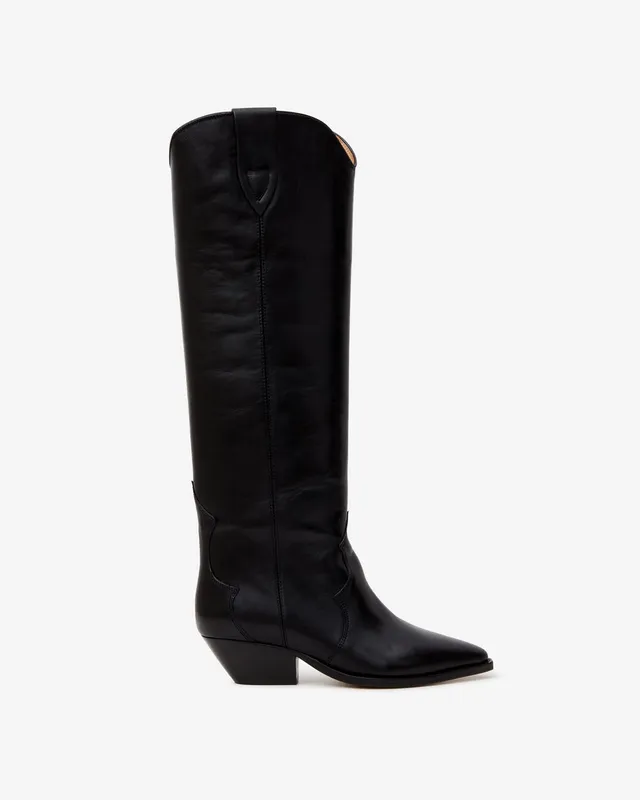 Isabel Marant Denvee bottes santiag cuir noir talon 4 cm