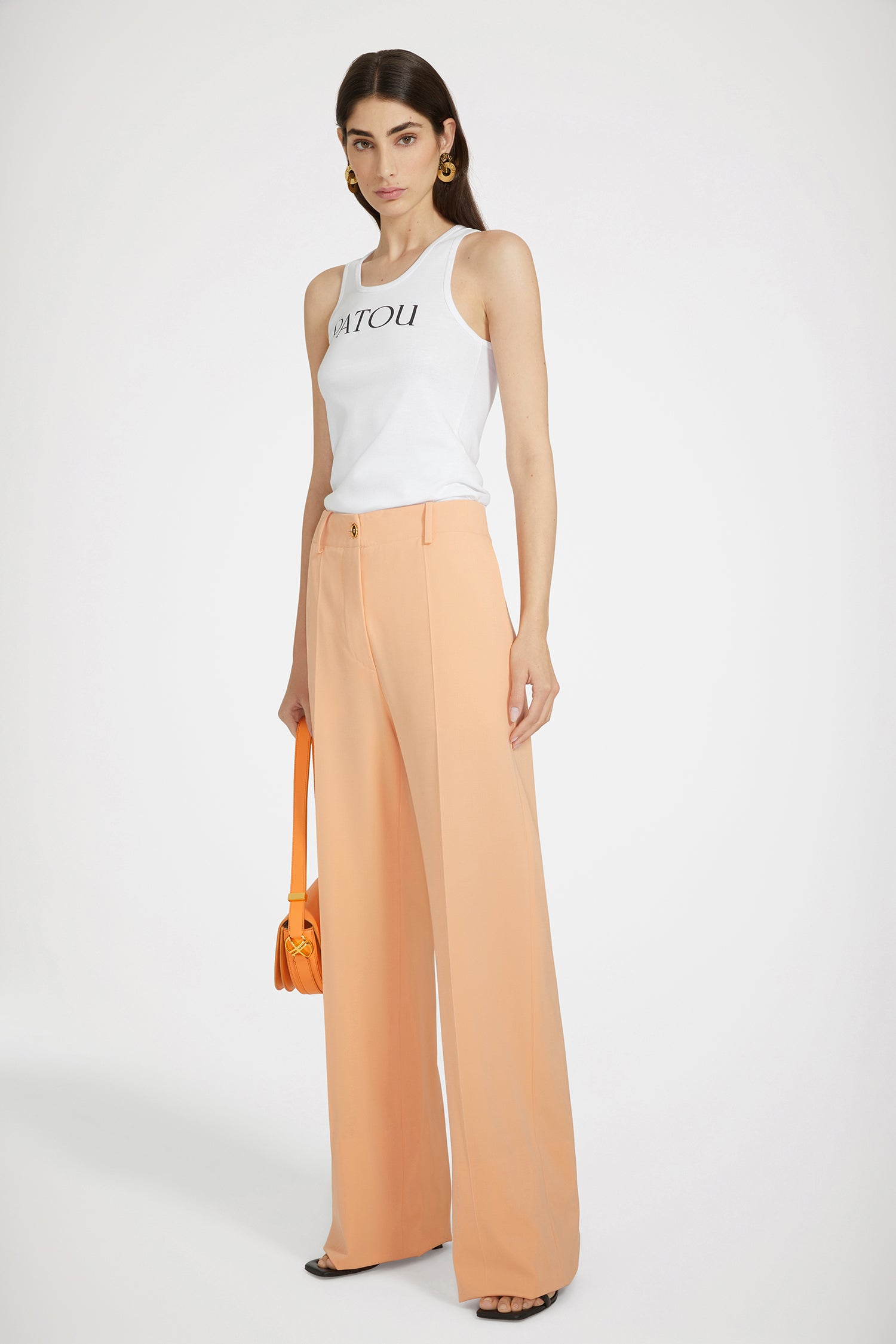 Patou P24TR0020103218O pantalon droit orange clair