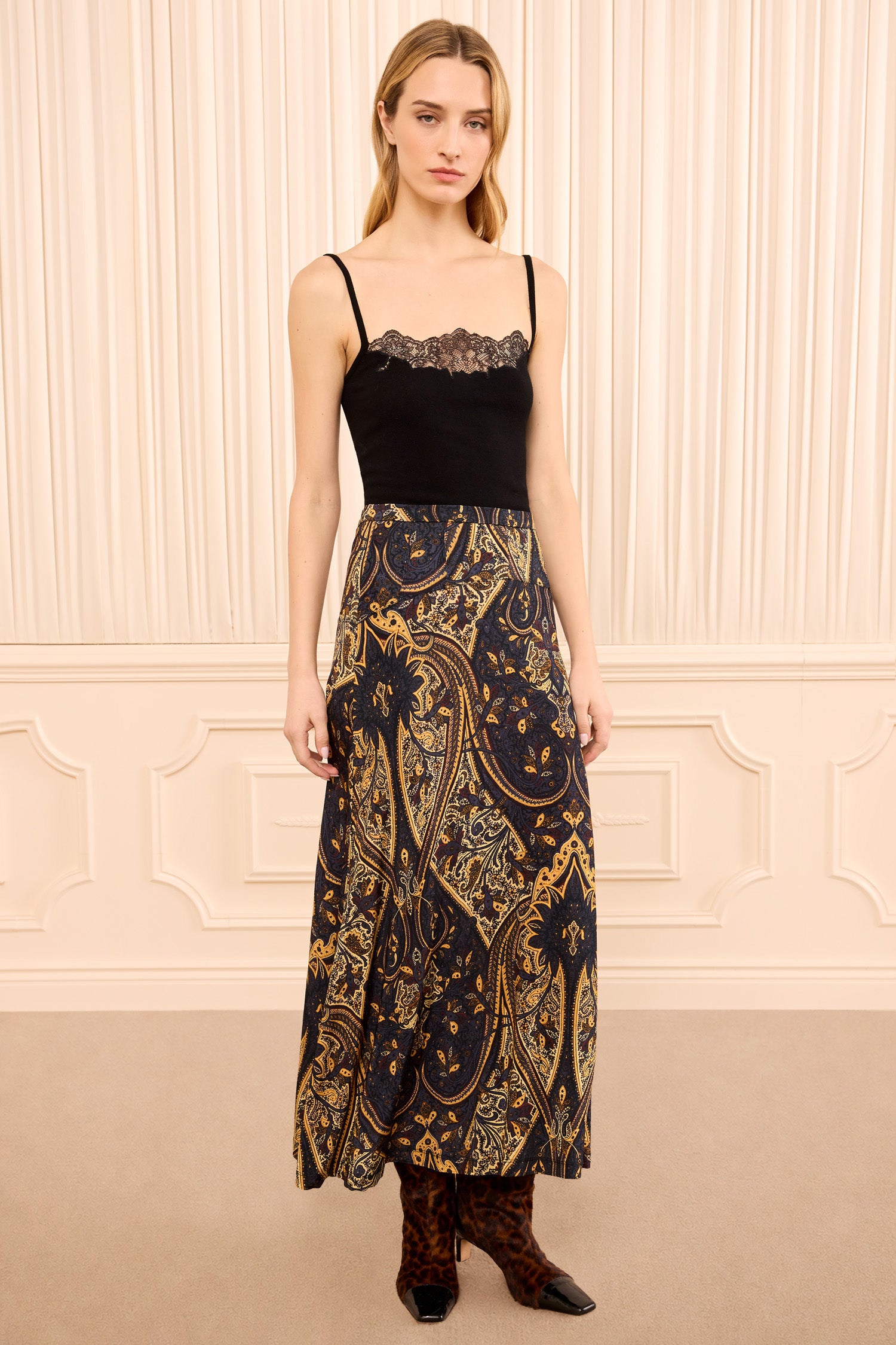 Ulla Johnson Paola jupe jersey Twilight Paisley marron