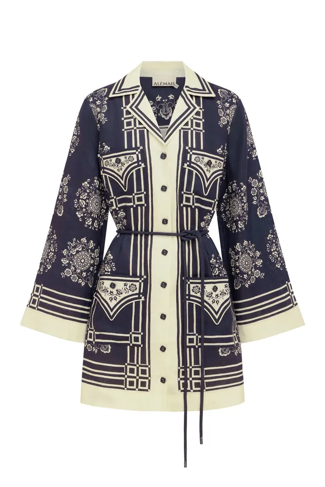 Alemäis Banderra Mini robe chemise lin ceinture