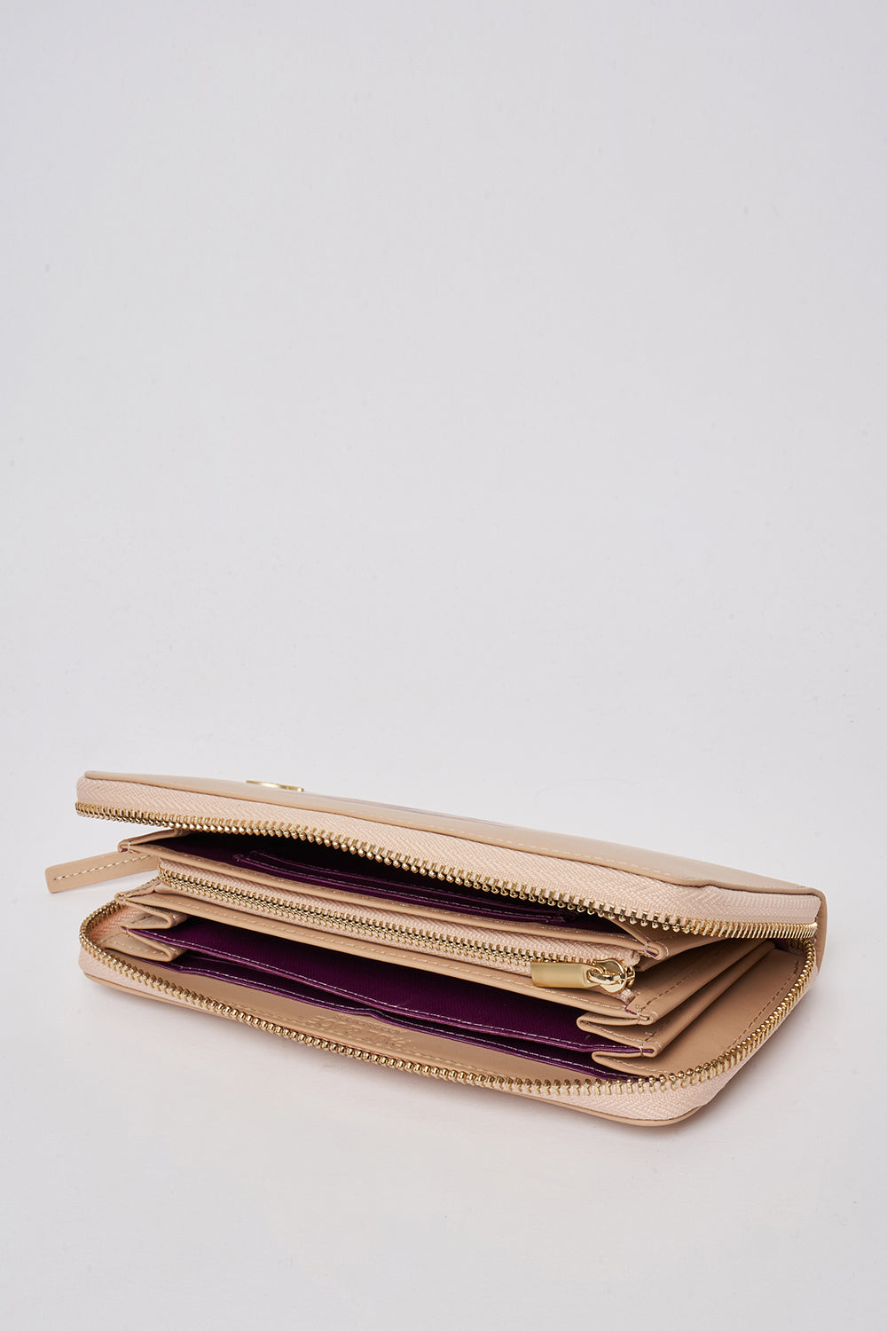 PAUL & JOE Portefeuille cuir imprimé chat beige violet TU