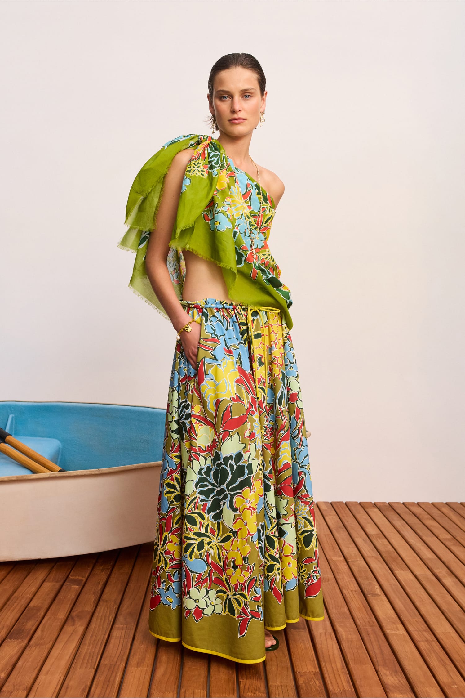 Alemaïs Solstice Midi jupe froncée fleurie taille 10