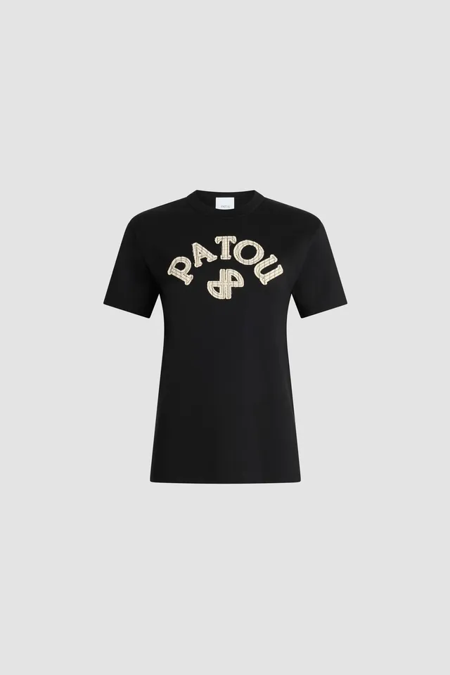 Patou JE201 t-shirt noir coton bio logo popline