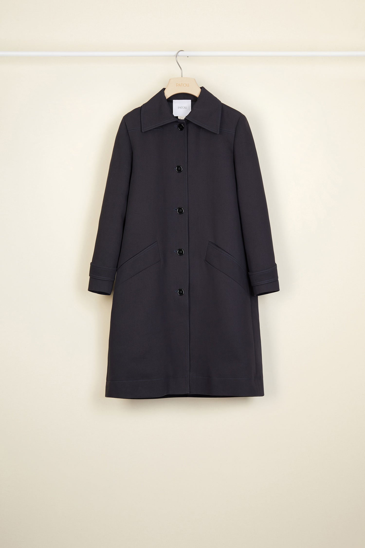 Patou P20CO0040025960A manteau gabardine Storm volant