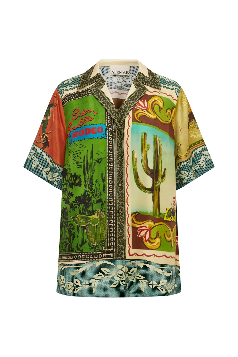 Alemäis Ace chemise en soie imprimé carte postale
