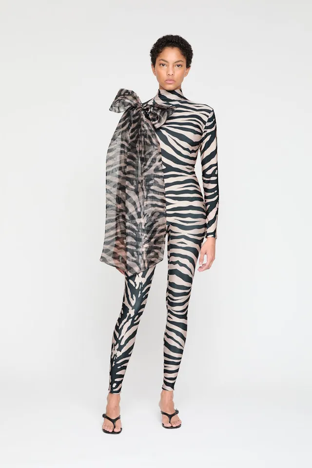 ATU Body Couture Tiger Nude Print Catsuit combinaison S