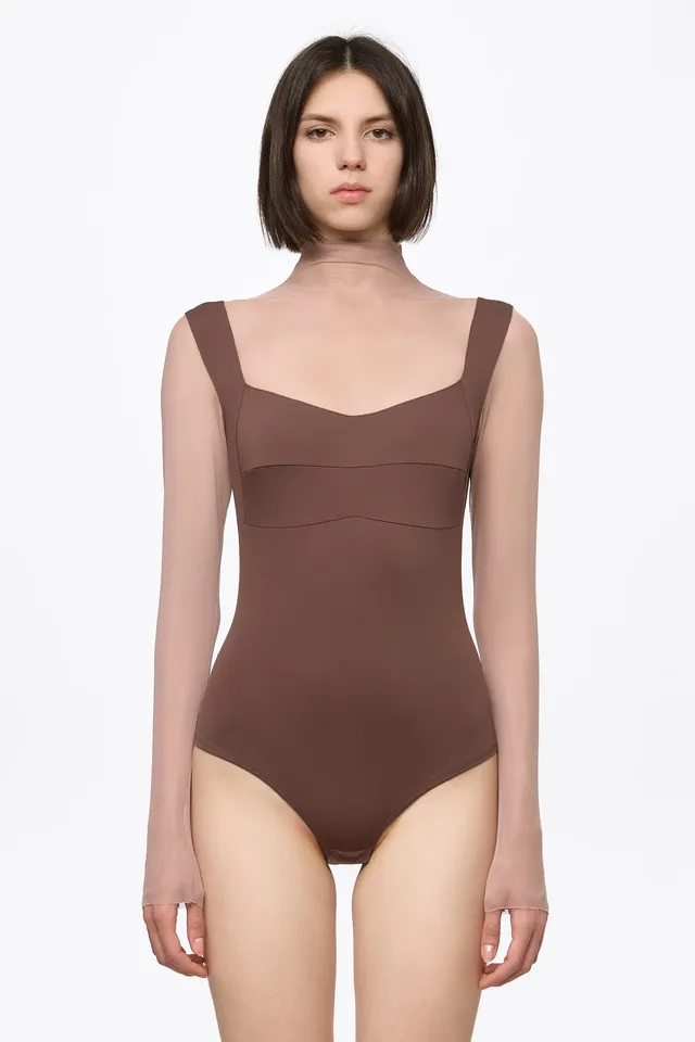 ATU Body Couture Bodysuits body corset marron manches longues