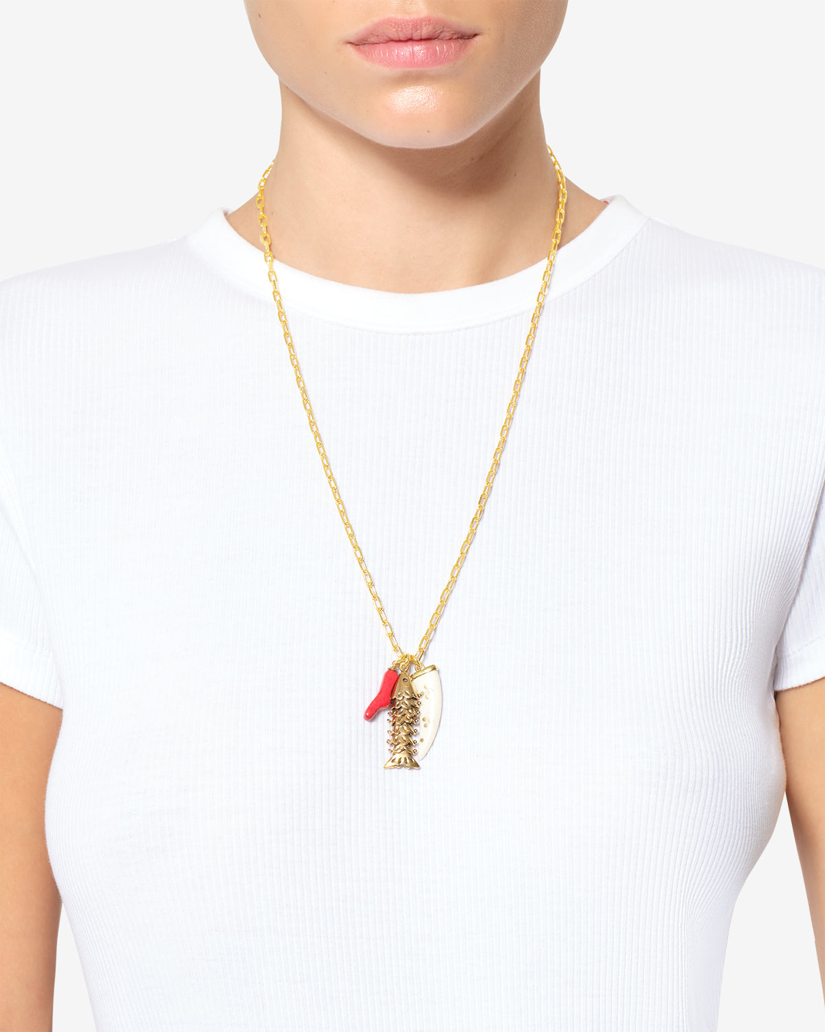 Isabel Marant New River sautoir doré pendentifs