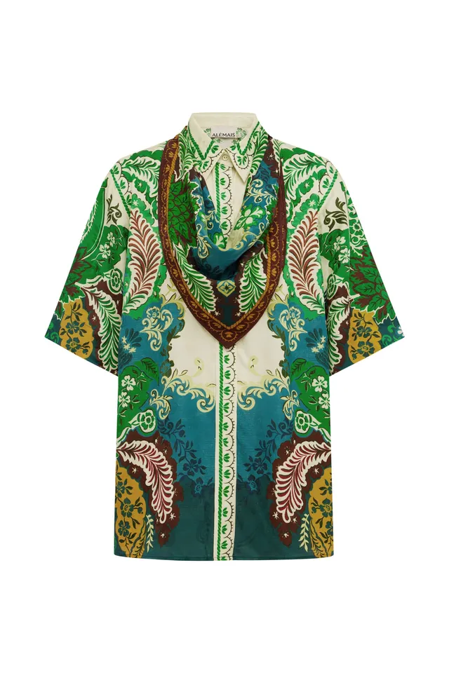 Alemais Florence chemise satin jacquard à foulard